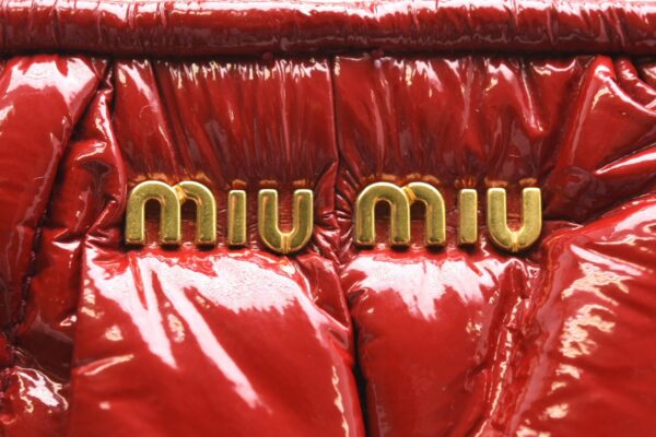 11611281 8 Miu Miu Matelassé 2Way Shoulder Bag Gathered Enamel Red