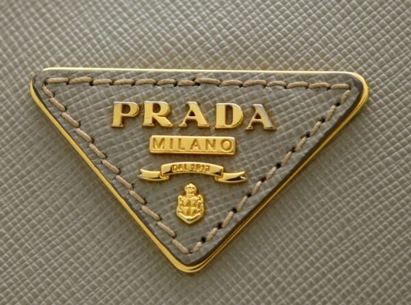 11611284 8 Prada Handbag Saffiano Leather Gray Beige