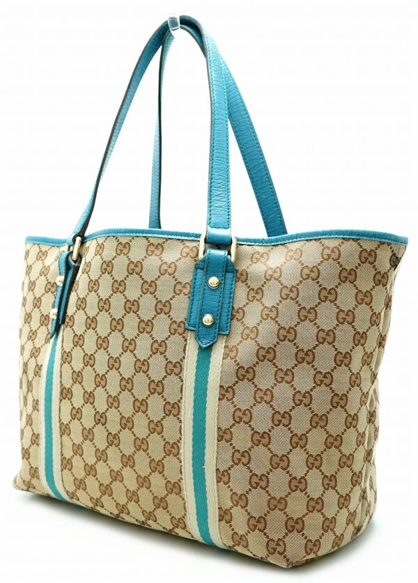 11611319 1 Gucci GG Tote Bag Shoulder Tote Leather Beige Blue