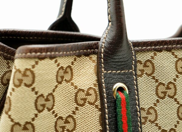 11611617 6 Gucci Princy Line GG Ribbon Tote Bag Leather Khaki Beige Brown