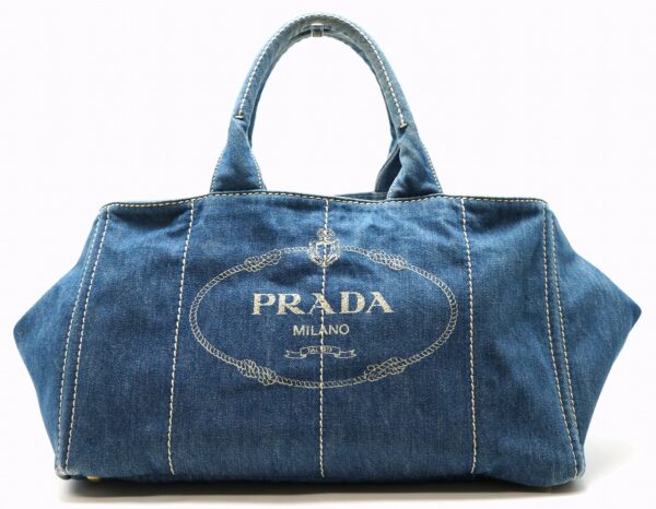 11620849 Prada Canapa Tote Bag Handbag Denim Blue