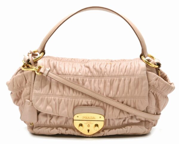 11630856 Prada Dressy Gaufre Handbag 2WAY Leather Cipria Pink