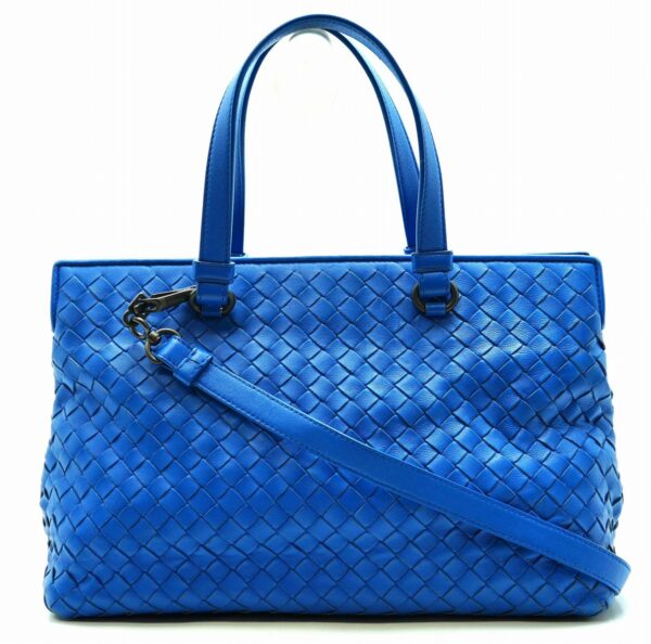 11640558 Bottega Veneta Intrecciato 2Way Shoulder Bag Leather Blue