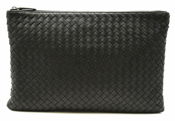 11640917 Bottega Veneta Intrecciato Leather Pouch Accessory Case Black