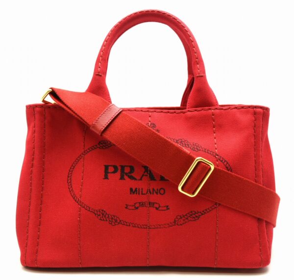 11641125 Prada Canapa Mini Tote Bag Handbag 2WAY Canvas Rosso Red