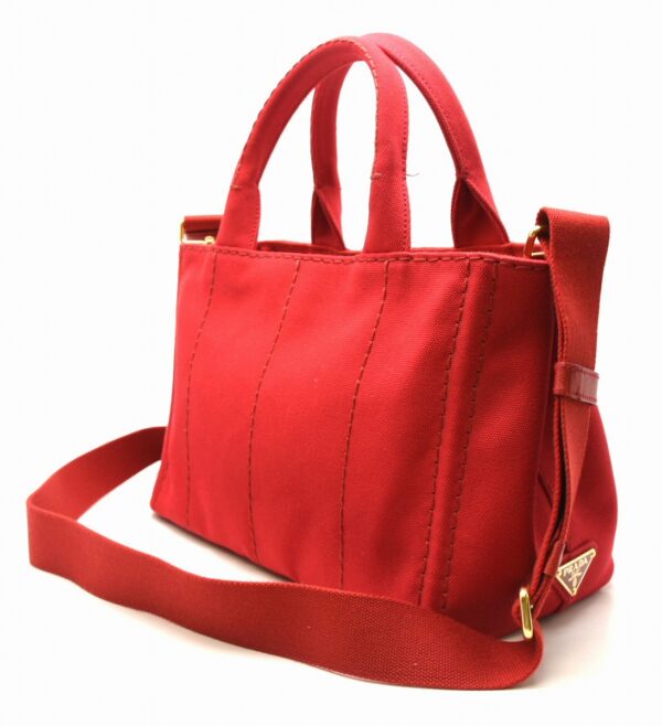 11641125 1 Prada Canapa Mini Tote Bag Handbag 2WAY Canvas Rosso Red