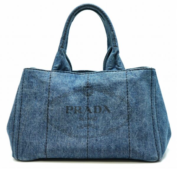 11641146 Prada Canapa Tote Bag Handbag Denim Avio Blue