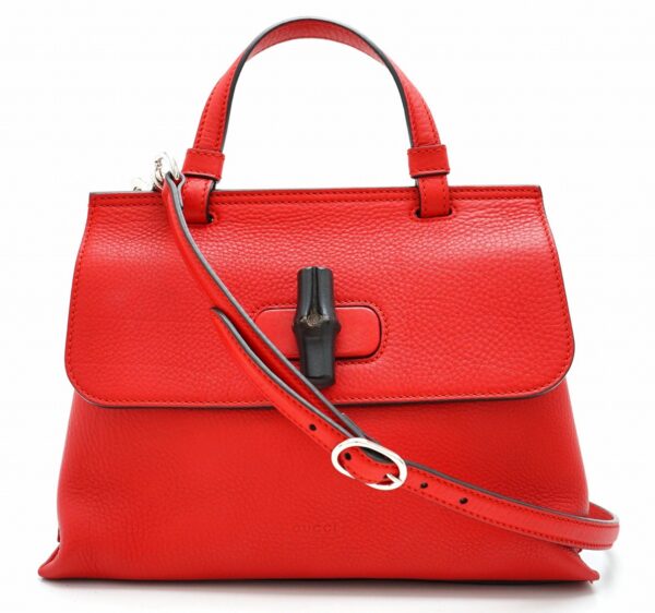 11641197 Gucci Bamboo Handbag Red