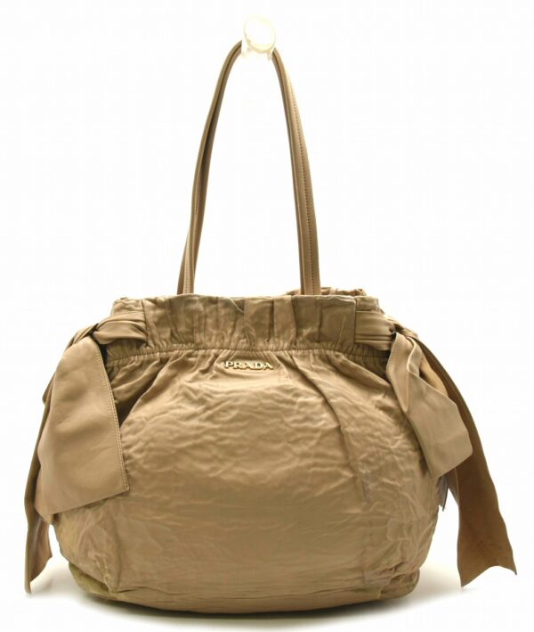 11641452 Prada Tote Bag Shoulder Bag Nappa Leather Beige