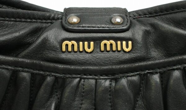 11641994 8 Miu Miu Matelassé Shoulder Bag Gathered Leather Black