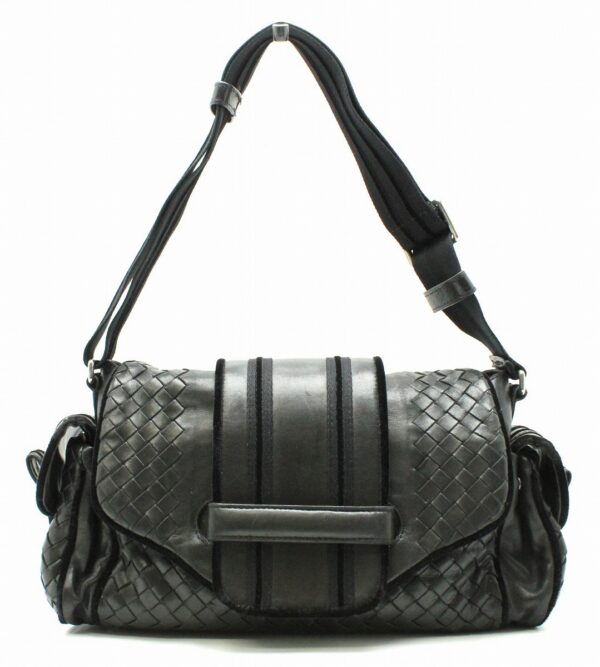 11642259 Bottega Veneta Intrecciato Shoulder Bag Leather Black