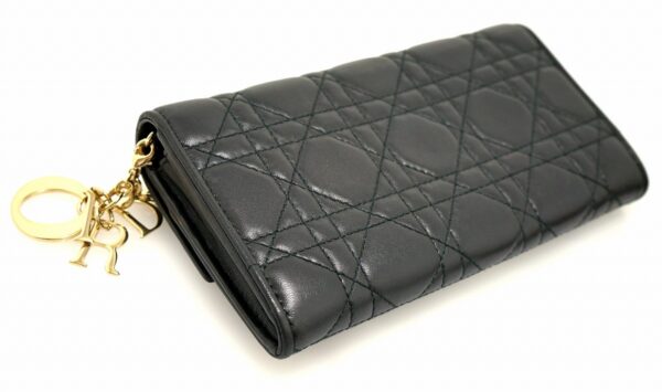 11650668 1 Christian Dior Lady Dior Cannage Chain Wallet Leather Black