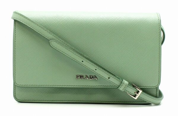 11650689 Prada Shoulder Wallet Leather Acquamarina Emerald Green