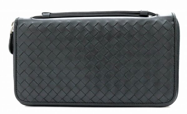 11651013 Bottega Veneta Intrecciato Long Wallet Calf Black