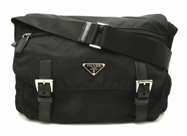 11651336 Prada Nylon Shoulder Bag Black