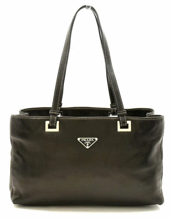 11651371 Prada 2WAY Shoulder Bag Tote Leather Black Silver