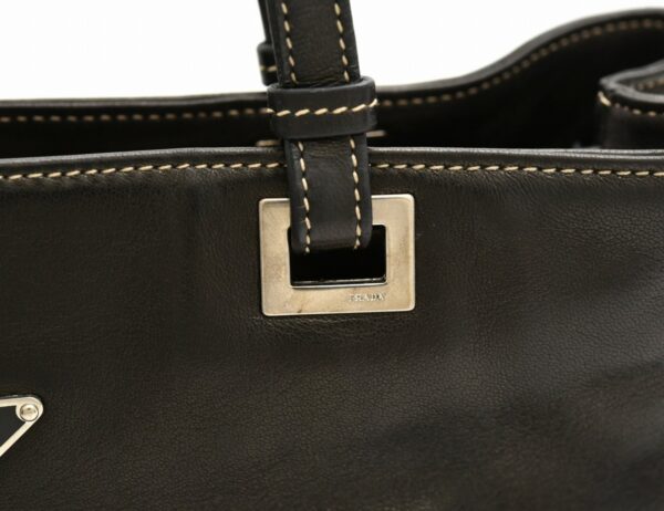 11651371 6 Prada 2WAY Shoulder Bag Tote Leather Black Silver