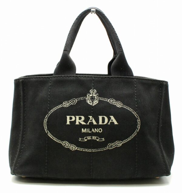 11651373 Prada Canapa Tote Bag Handbag Canvas Nero Black