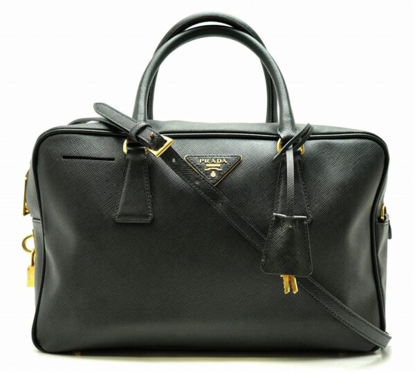 11651575 Prada Saffiano 2WAY Shoulder Bag Handbag Leather Black