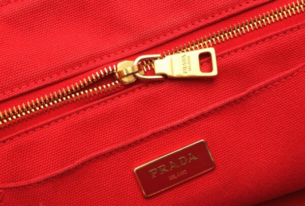 11660783 5 Prada Canapa Bijou 2WAY Shoulder Bag Tote Denim Red