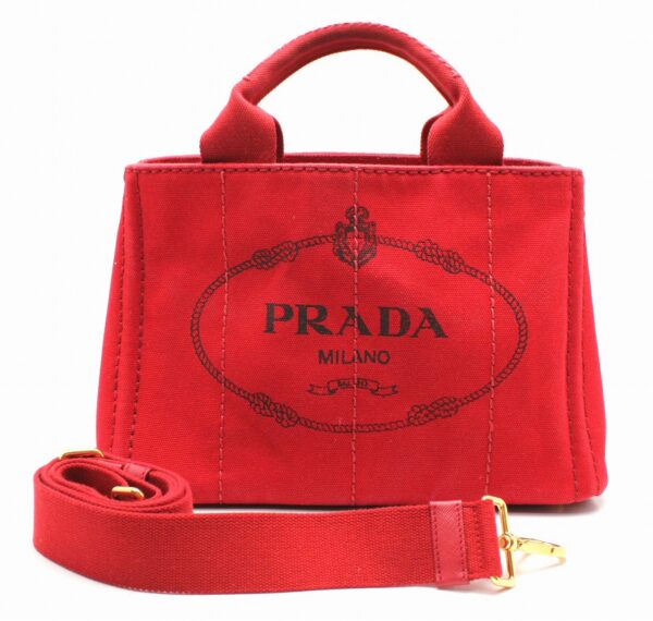 11660809 Prada Canapa Mini Tote Bag Handbag 2WAY Rosso Red