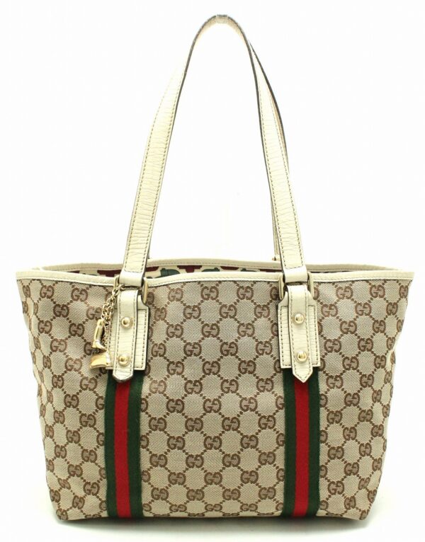 11660832 Gucci GG Canvas Sherry Line Tote Bag Khaki