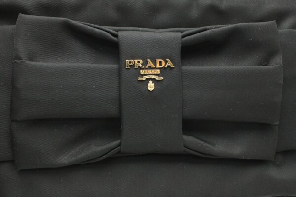 11661012 7 Prada Ribbon Nylon Accessory Pouch Handbag Black