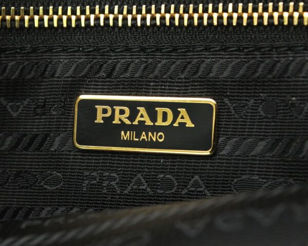 11661012 8 Prada Ribbon Nylon Accessory Pouch Handbag Black