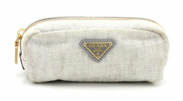 11661282 Prada Cosmetic Pouch Denim Leather Light Gray