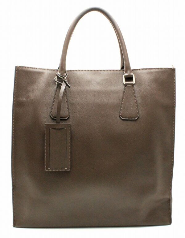 11661600 Prada Saffiano Handbag Tote Bag Leather Brown