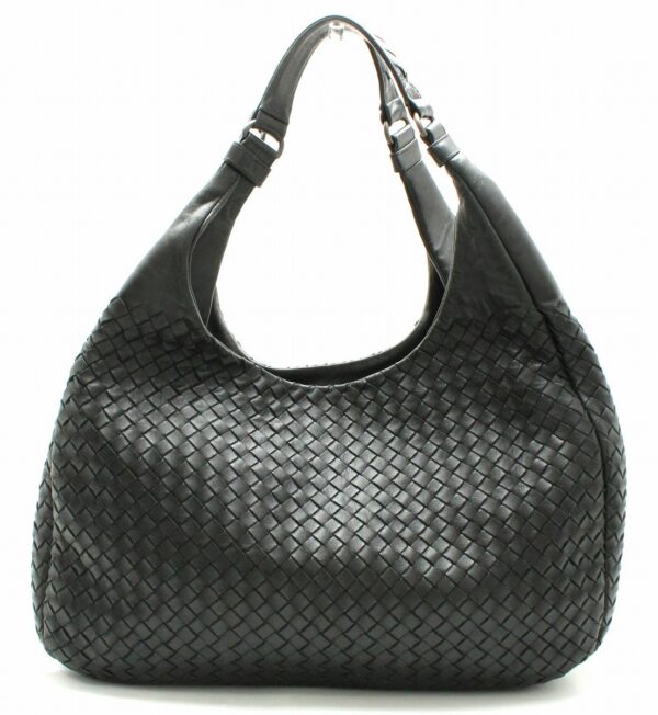 11661633 Bottega Veneta Intrecciato Campana Shoulder Bag Black