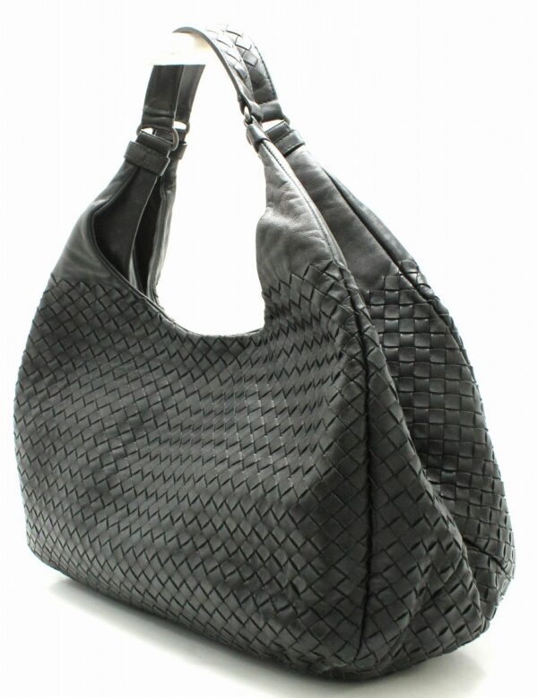 11661633 1 Bottega Veneta Intrecciato Campana Shoulder Bag Black