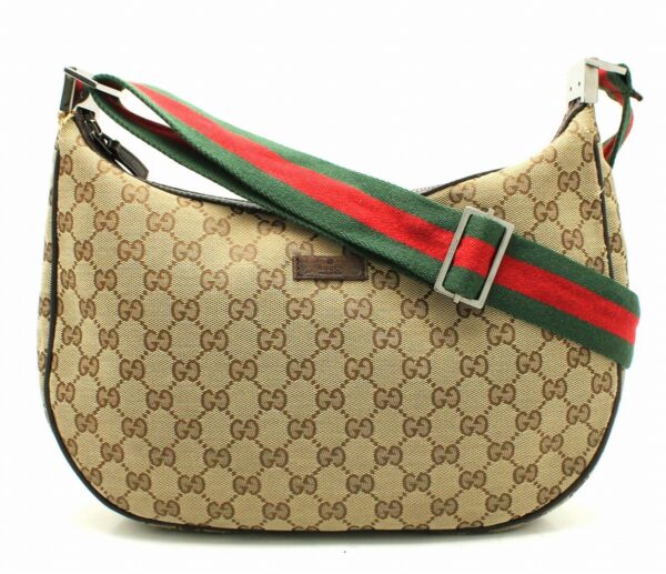 11661667 Gucci GG Canvas Sherry Line Shoulder Bag Khaki