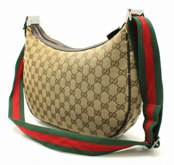 11661667 1 Gucci GG Canvas Sherry Line Shoulder Bag Khaki