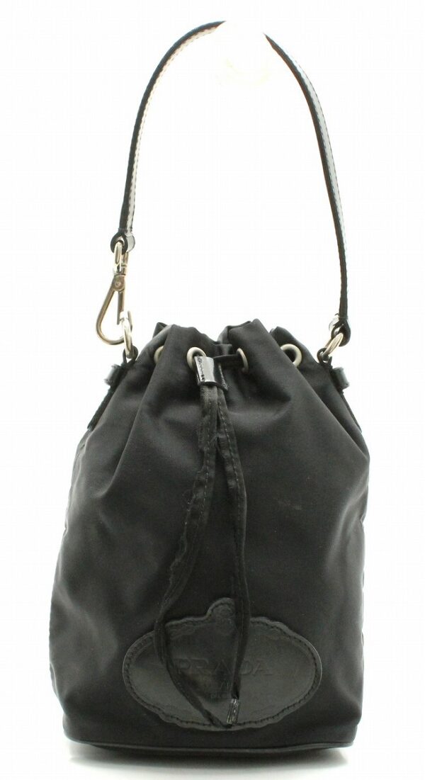 11661669 Prada Mini Handbag Drawstring Bag Nylon Leather Black