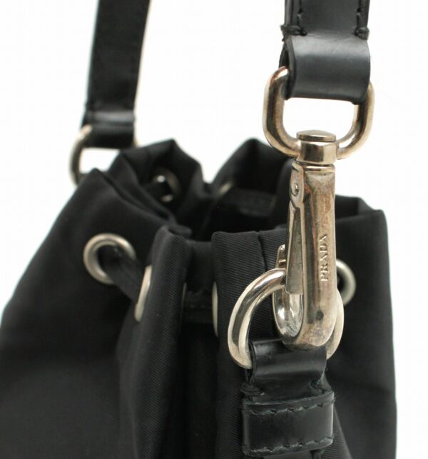 11661669 6 Prada Mini Handbag Drawstring Bag Nylon Leather Black