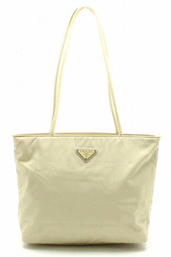 11661791 Prada Nylon Shoulder Bag Tote Ivory