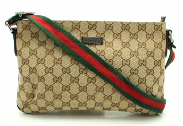 11661899 Gucci GG Canvas Sherry Line Shoulder Bag Khaki