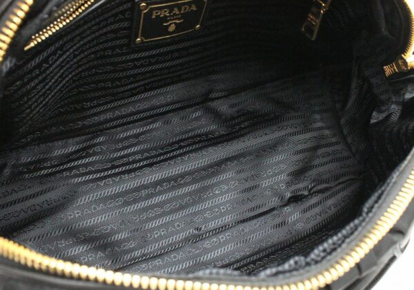 11661901 4 Prada Gathered Tote Bag 2WAY Shoulder Nylon Leather Black