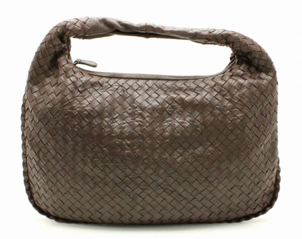 11662015 Bottega Veneta Intrecciato Floral Embossed Hobo Shoulder Bag Leather Brown