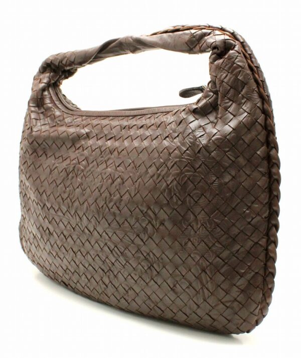 11662015 1 Bottega Veneta Intrecciato Floral Embossed Hobo Shoulder Bag Leather Brown