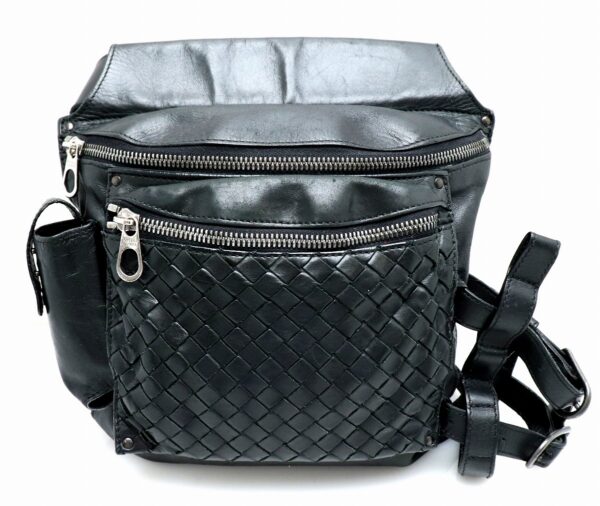 11662091 Bottega Veneta Chest Bag Intrecciato Waist Bag Leather Black