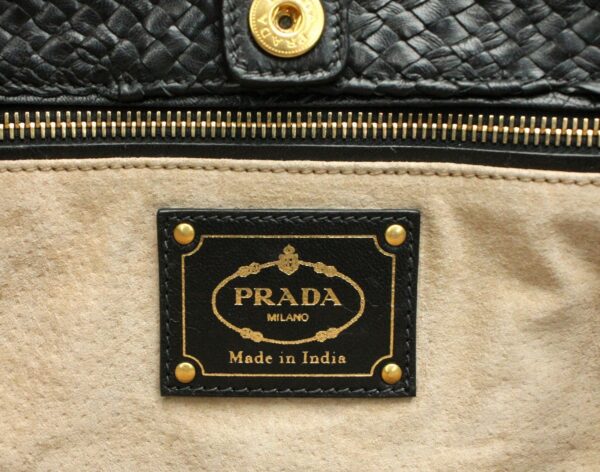 11662092 8 Prada Braided Handbag 2WAY Shoulder Nylon Leather Black