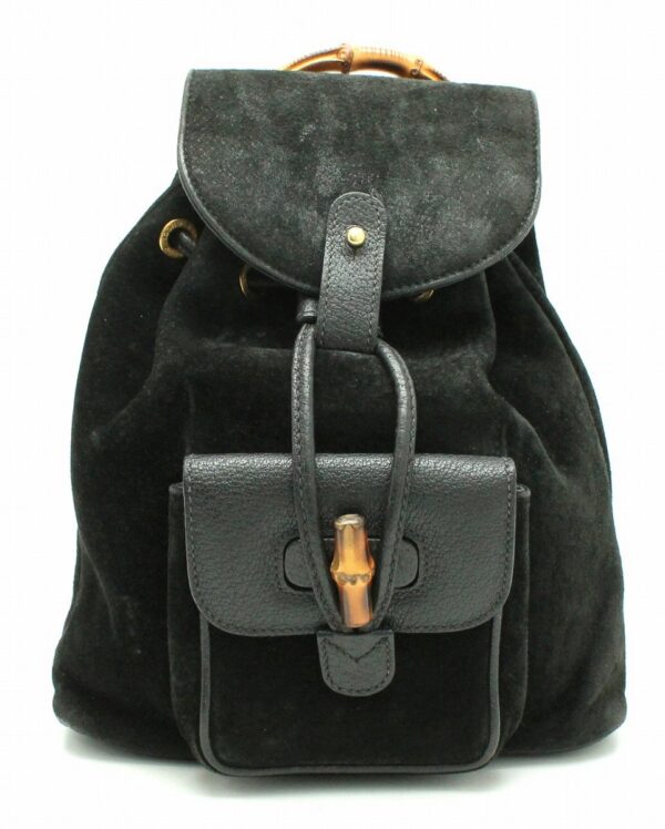 11662165 Gucci Bamboo Rucksack Suede Black