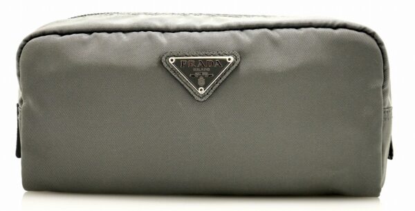 11662172 Prada Nylon Pouch Cosmetic Pouch Ardesia Gray Silver