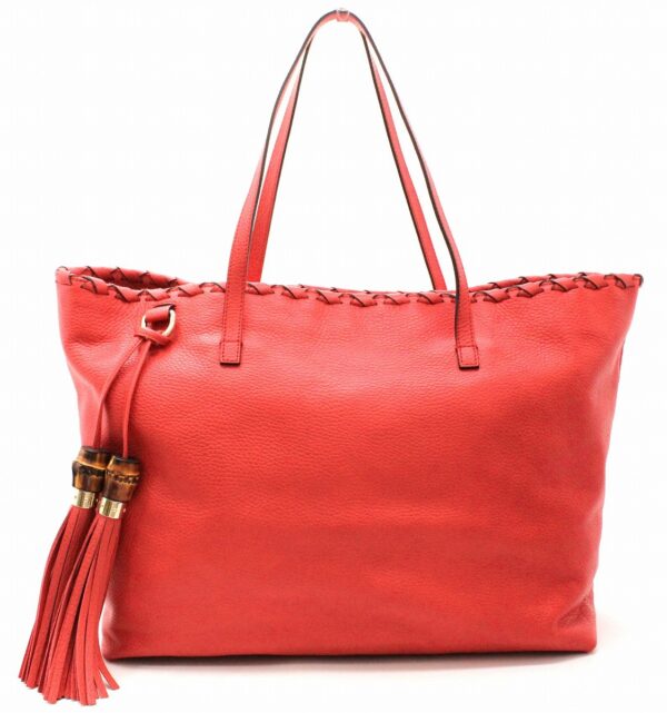 11662269 Gucci Bamboo Tassel Tote Bag Red