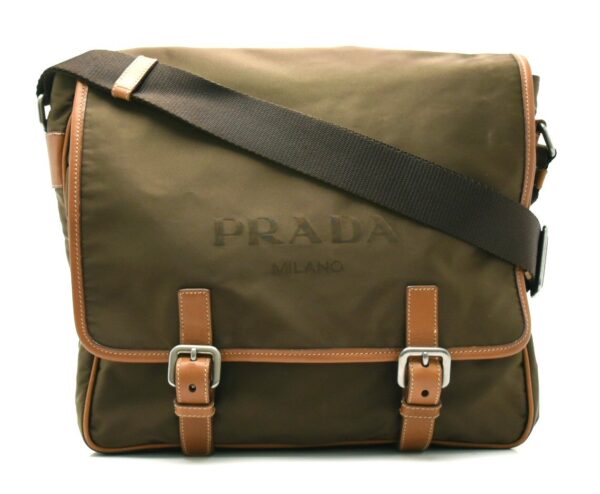 11662366 Prada Nylon Shoulder Bag Messenger Crossbody Khaki Brown