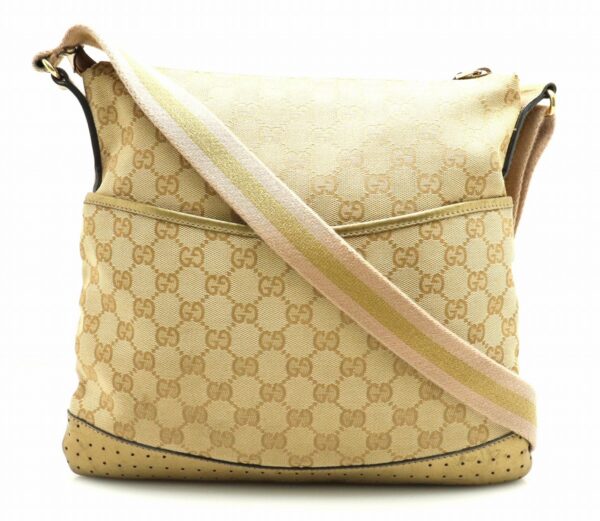 11662409 Gucci GG Canvas Punching Shoulder Bag Khaki