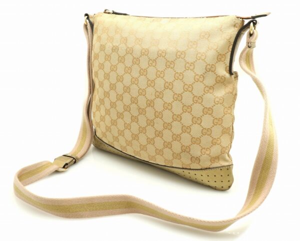 11662409 1 Gucci GG Canvas Punching Shoulder Bag Khaki