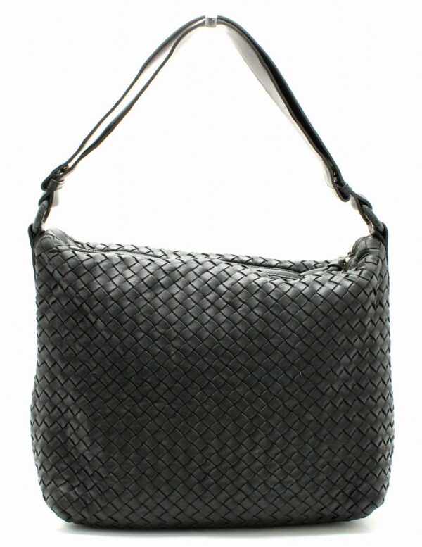 11670091 Bottega Veneta Intrecciato Shoulder Bag Leather Black